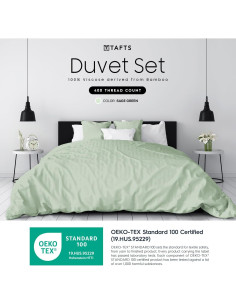 Funda de Edredón King Tafts 3 Piezas Viscosa Bambú Verde Salvia 2