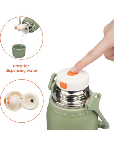 Botella de Agua Aislada Konokyo 800 ml Verde Militar