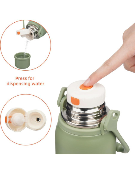 Botella de Agua Aislada Konokyo 800 ml Verde Militar