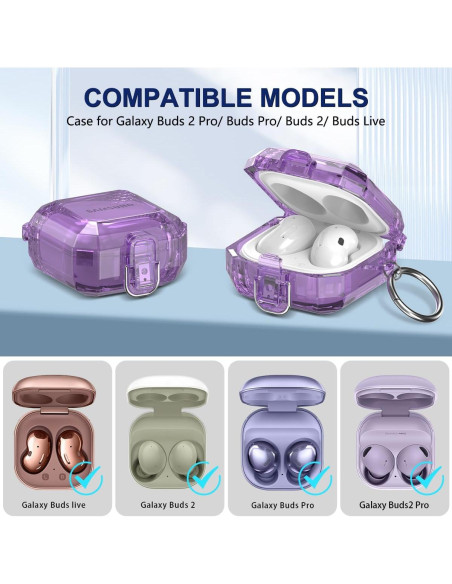 Funda Transparente YIPINJIA para Galaxy Buds 2 Pro/Live - Púrpura