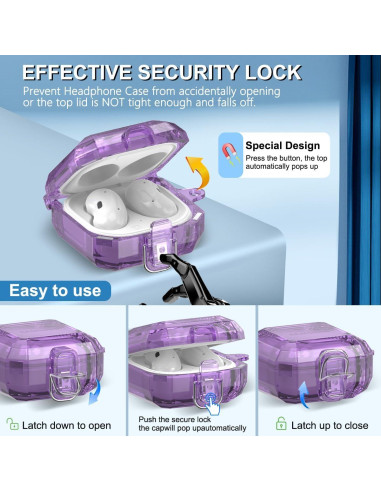 Funda Transparente YIPINJIA para Galaxy Buds 2 Pro/Live - Púrpura