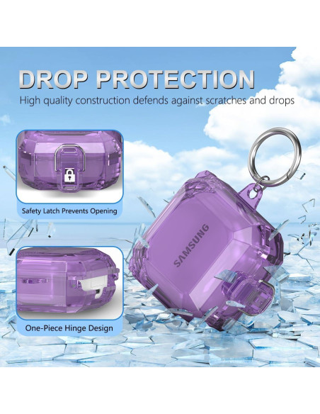 Funda Transparente YIPINJIA para Galaxy Buds 2 Pro/Live - Púrpura