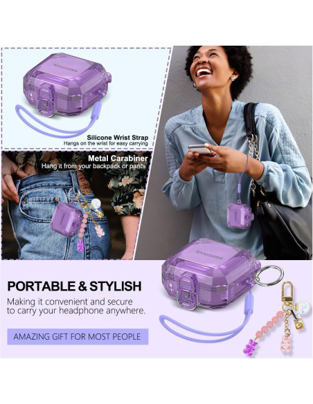 Funda Transparente YIPINJIA para Galaxy Buds 2 Pro/Live - Púrpura