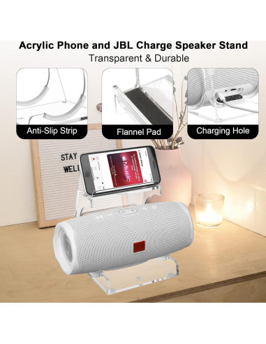 Soporte Acrílico TXEsign para Altavoz JBL y Smartphone Transparente