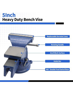 Prensa de Banco Nakkaa 5" Hierro Dúctil Base Giratoria 360 2