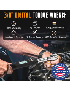 Llave de Torque Digital MULWARK 3/8" 3-60 Nm con Estuche 2