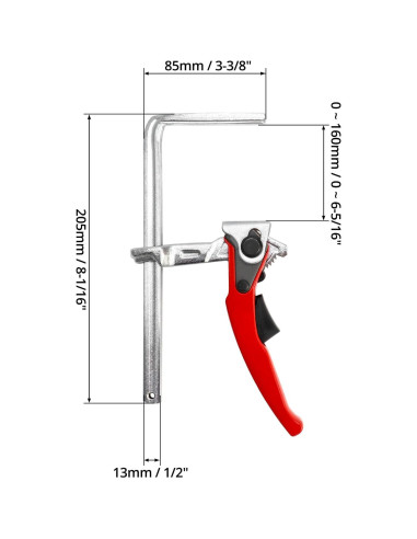 Abrazadera de Mesa Trinquete QWORK 4 Pzas 16 cm 245 kg