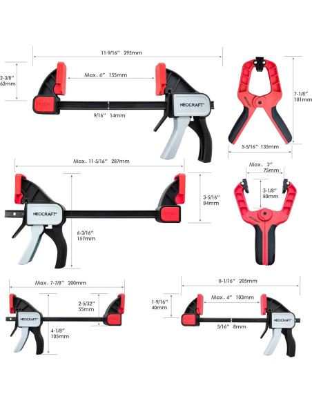 Conjunto de Abrazaderas Neocraft 10 Piezas 68.18 kg