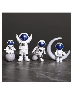 Conjunto de 4 Estatuas de Astronautas Ni-JASW Azul y Blanco