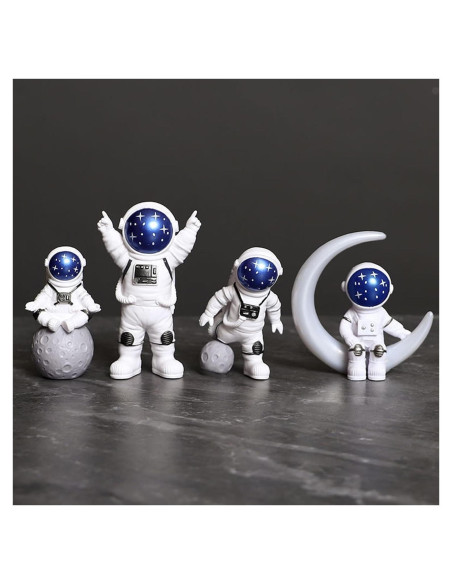 Conjunto de 4 Estatuas de Astronautas Ni-JASW Azul y Blanco