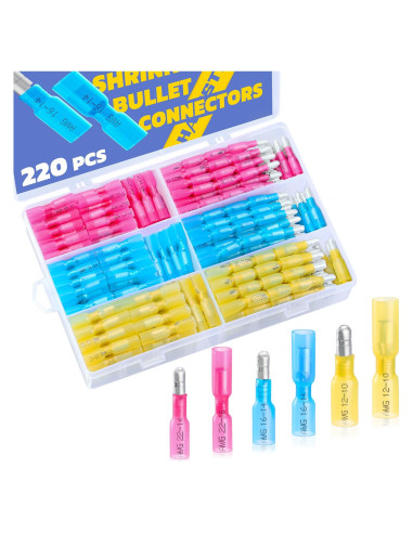 Kit 220 Piezas Conectores de Bala Termocontraíbles Haisstronica