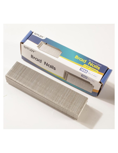 Clavos Brad de Acero Inoxidable 304 18GA 3.2 cm 2400-Pack SITLDY