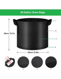 Bolsas de Crecimiento 30 Galones ANSLYQA Paquete de 10 2