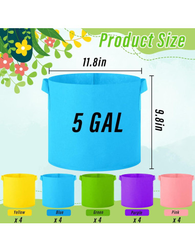 Paquete de 20 Bolsas de Crecimiento Ziliny 19L Multicolor