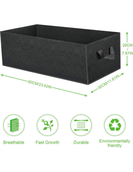 ANGELIOX Paquete de 3 Bolsas de Cultivo 10 Galones 60x30x20cm