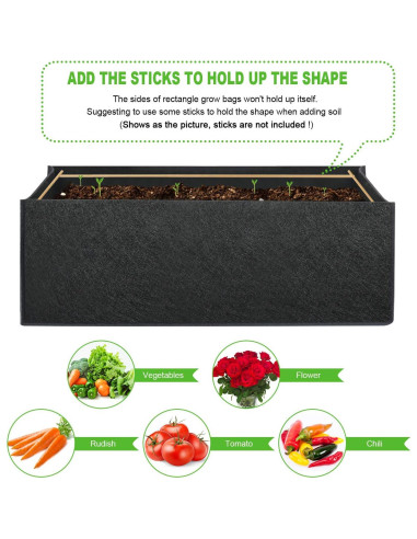 ANGELIOX Paquete de 3 Bolsas de Cultivo 10 Galones 60x30x20cm