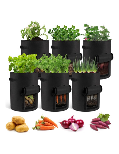 Paquete de 6 bolsas de cultivo Moyios 10 galones para verduras