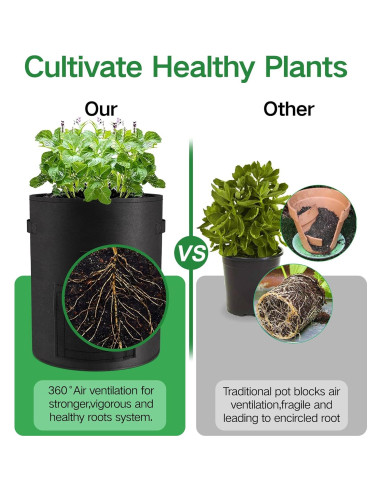 Paquete de 6 bolsas de cultivo Moyios 10 galones para verduras