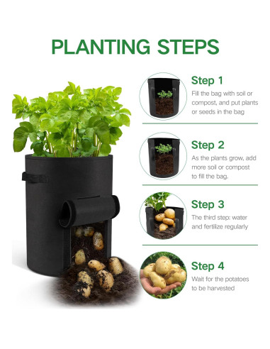 Paquete de 6 bolsas de cultivo Moyios 10 galones para verduras