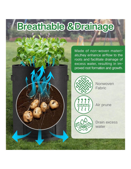 Paquete de 6 bolsas de cultivo Moyios 10 galones para verduras