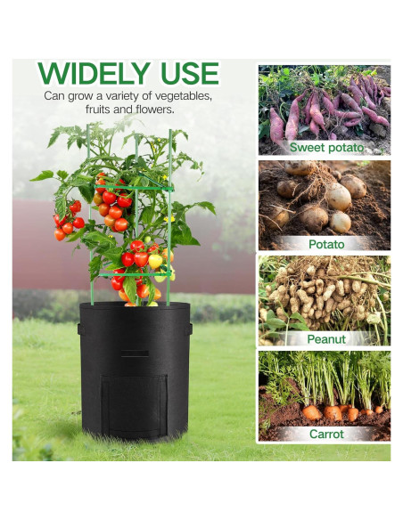 Paquete de 6 bolsas de cultivo Moyios 10 galones para verduras