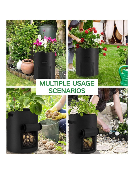 Paquete de 6 bolsas de cultivo Moyios 10 galones para verduras