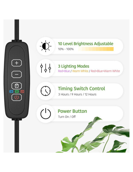 Lámpara de Crecimiento LED MistyJungle 18W Ajustable 35-61cm