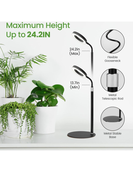 Lámpara de Crecimiento LED MistyJungle 18W Ajustable 35-61cm