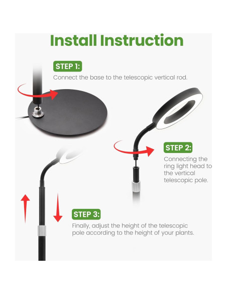 Lámpara de Crecimiento LED MistyJungle 18W Ajustable 35-61cm