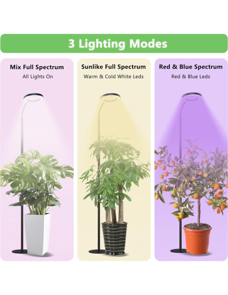 Lámpara de Crecimiento de Piso Geciliaoran 20W LED Espectro Completo