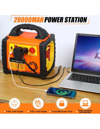 Arrancador de Salto 6 en 1 FlyAuto 1800A con Compresor 260 PSI