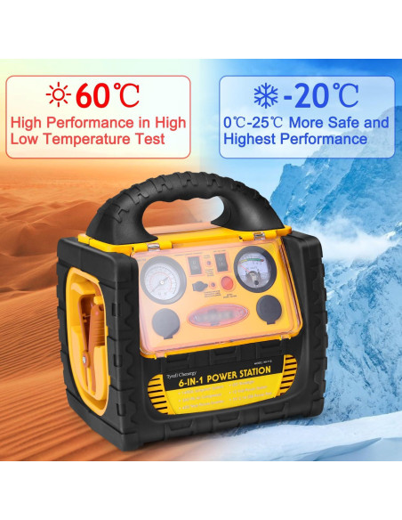 Arrancador de Salto 6 en 1 FlyAuto 1800A con Compresor 260 PSI