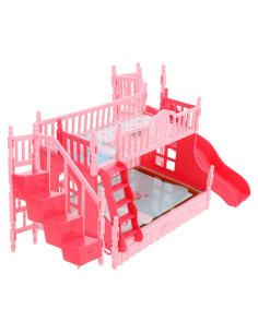 Cama litera para muñecas TOYANDONA 1:12 rosa con escalera