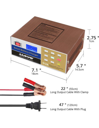 Cargador de Batería Inteligente ADPOW 12V 24V 12A 220W
