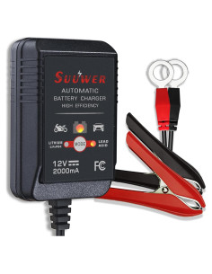 Cargador de Batería Inteligente Suuwer 12V 2A para Auto y Moto