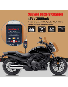 Cargador de Batería Inteligente Suuwer 12V 2A para Auto y Moto 2