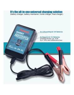 Cargador Mantenedor de Batería 12V 2A Aowel para AGM y Litio 2