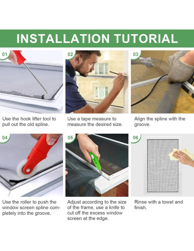 Kit de Reemplazo de Pantalla de Ventana MEQHUO 48x236 cm 6 en 1