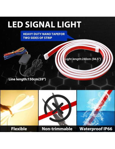 Tira de Luz LED RGB DEERMOTO 240 cm para Capó de Coche IP68