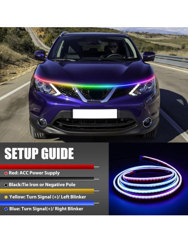 Tira de Luz LED RGB DEERMOTO 240 cm para Capó de Coche IP68