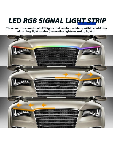 Tira de Luz LED RGB DEERMOTO 240 cm para Capó de Coche IP68