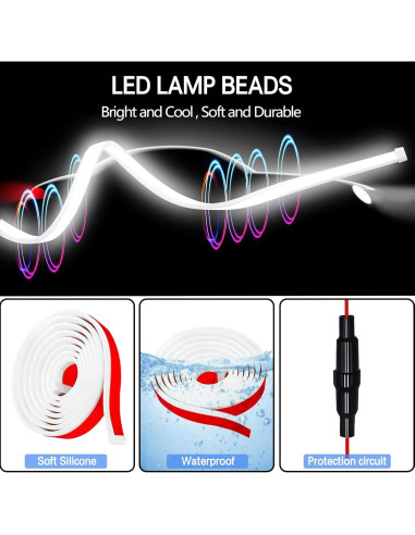 Tira de Luz LED Dinámica HConce 180 cm Blanca para Coche
