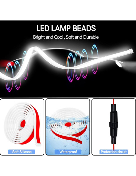 Tira de Luz LED Dinámica HConce 180 cm Blanca para Coche