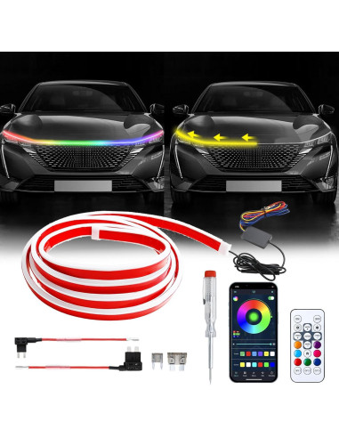Tira de Luz LED RGB DEERMOTO 240 cm para Capó de Coche IP68