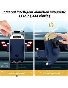 Soporte Cargador Inalámbrico Auto Aendern 15W Qi Azul 2