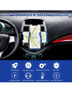 Soporte de teléfono para coche LFNOWN con carga inalámbrica 15W 2