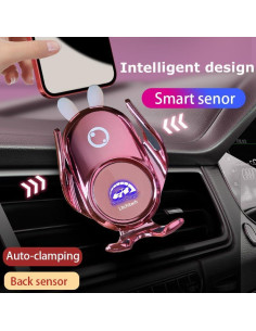 Soporte de Cargador Inalámbrico para Auto Litchitech 15W Rosa 2