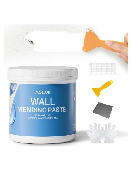 Kit de Reparación de Paredes Mollor 1kg - Masilla y Raspador