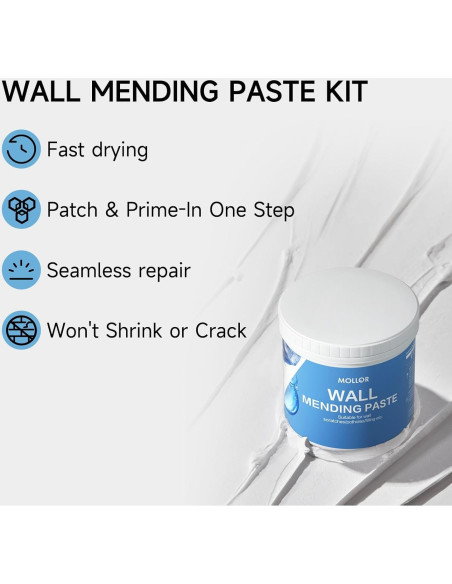 Kit de Reparación de Paredes Mollor 1kg - Masilla y Raspador