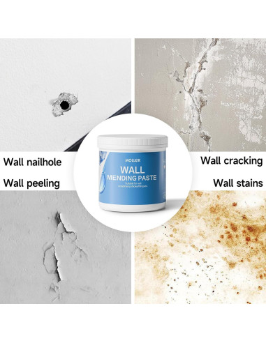 Kit de Reparación de Paredes Mollor 1kg - Masilla y Raspador